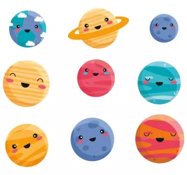 Vesmírna nálepka Šťastné postavičky planéty - Tenstickers