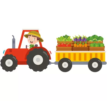 Nálepka pre deti Šťastný farmár s traktorom - Tenstickers