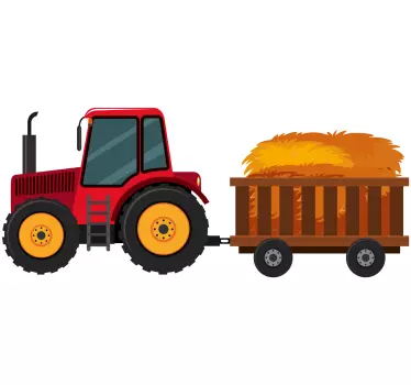 Traktor so senom v košíku obtlačok hračky - Tenstickers