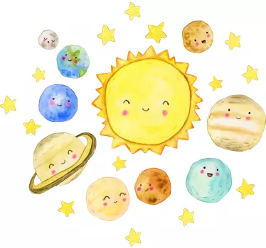 Slnečná sústava rozkošný akvarelový priestor obtisky - Tenstickers