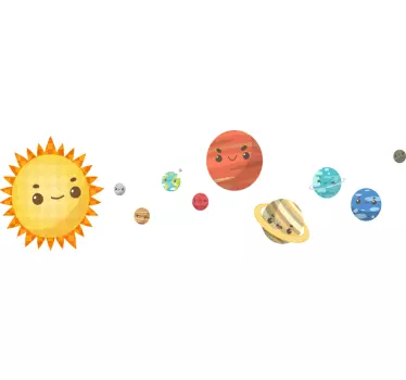 Slnečná sústava kreslené tváre obtisky - Tenstickers