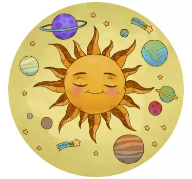 Vesmírna nálepka ilustrácia usmievavého slnka - Tenstickers