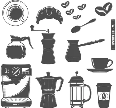 Kávová súprava menu nápojová samolepka na stenu - Tenstickers