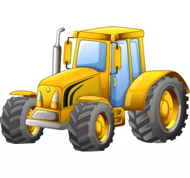 žltý veľký traktor obtlačok - Tenstickers