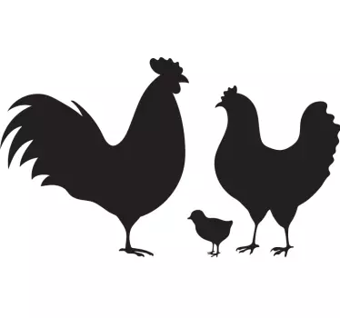 Kohút rodina vták obtlačok - Tenstickers