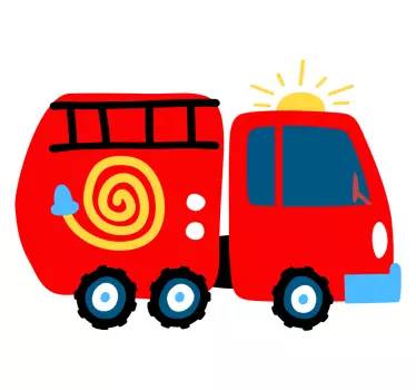 Hasičské auto červená detská samolepka na stenu - Tenstickers