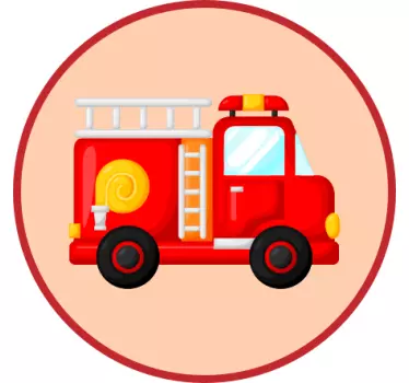 Hasič červené hasičské auto detská samolepka na stenu - Tenstickers
