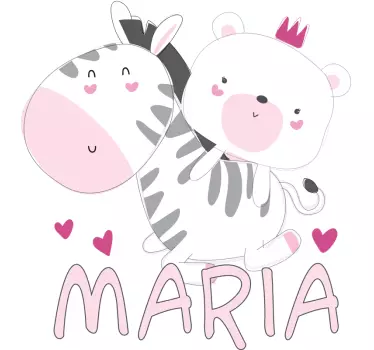 Detská zebra a meno medvedíka teddy samolepka na stenu - Tenstickers