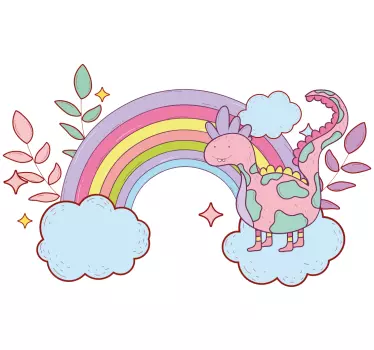 Nálepka na stenu dinosaurie farby dúhy - Tenstickers