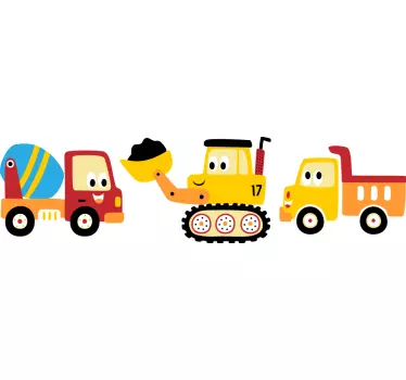 Nákladné auto, bager, sada nákladných automobilov obtlačok - Tenstickers