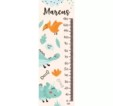 Prispôsobená nálepka s grafom výšky dinosaura - Tenstickers