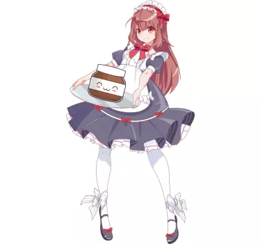 Anime dievča s nutellou kreslený samolepka na stenu - Tenstickers