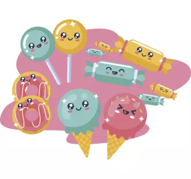 Anime sladkosti raj karikatúra nálepka na stenu - Tenstickers
