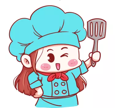 Malá anime kuchárska karikatúra samolepka na stenu - Tenstickers