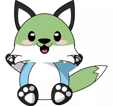 Anime farebná líška karikatúra samolepka na stenu - Tenstickers