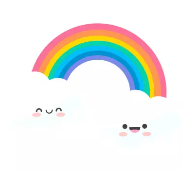 Dúha s mrakmi po stranách karikatúra samolepka na stenu - Tenstickers