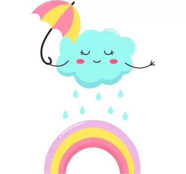 Nálepka pre deti hravý oblakový dáždnik - Tenstickers