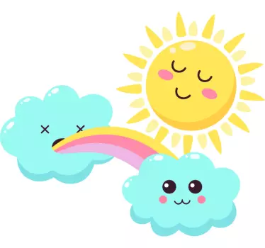 Nálepka pre deti Šťastné slnko a oblaky - Tenstickers