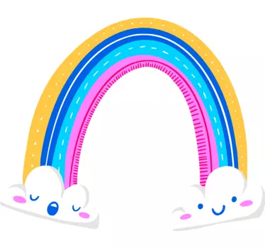 Nakreslená dúha a mraky kreslený samolepka na stenu - Tenstickers