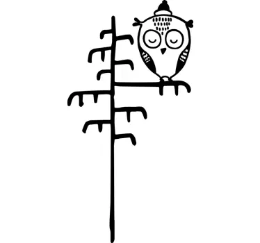 Minimalistická sova na strome ilustrácia na stenu - Tenstickers