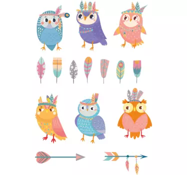 Farebné detské ilustrácie sovy - Tenstickers
