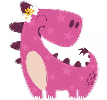 Nálepka pre deti roztomilý ružový dinosaurus - Tenstickers