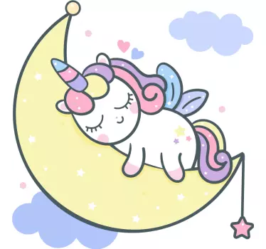 Nálepka pre deti spíaca jednorožcová luna - Tenstickers