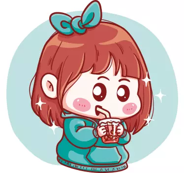 Roztomilé anime dievča v ilustrácii s kapucňou na stene - Tenstickers