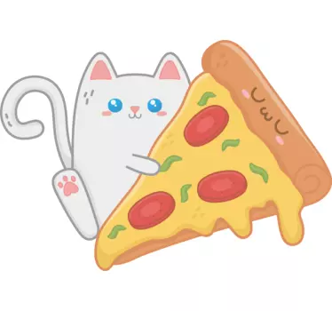 Kawaii, mačka, s, pizza, ilustrácia, wall art - Tenstickers