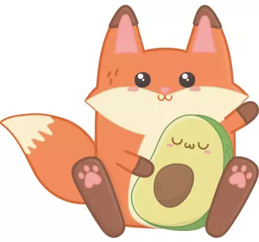 Kawaii fox s avokádom ilustrácie nástenná maľba - Tenstickers