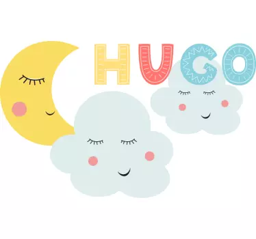 Samolepka na stenu s mrakmi a mesiacom - Tenstickers