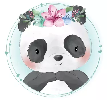 Nálepka pre deti panda kvetinový dizajn - Tenstickers