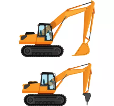 Bager dva kreslené stroje hračka obtlačok - Tenstickers
