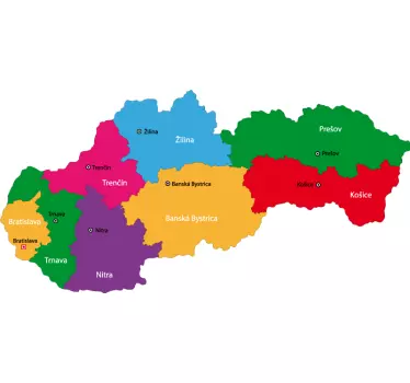 Farebná nálepka na stenu mapa slovenska - Tenstickers
