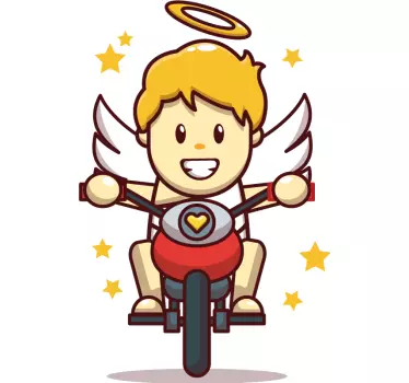 Nálepka pre deti anjel na motocykli - Tenstickers
