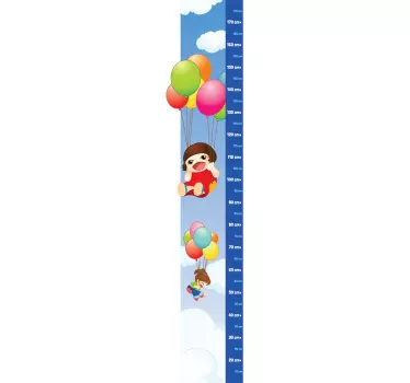 Nálepka s výškovou tabuľkou farebný balónový motív - Tenstickers