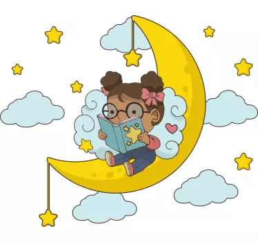 Nálepka pre deti Čítajúca luna - Tenstickers