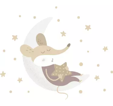 Malá myš na mesiaci ilustračná nástenná maľba - Tenstickers
