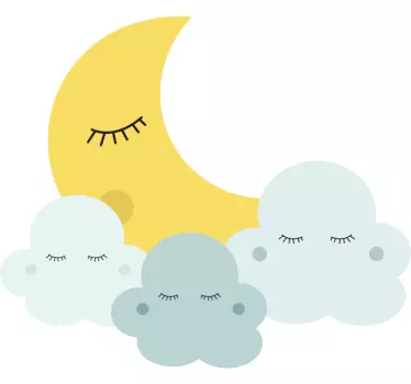 šťastný mesiac a oblak spiace ilustrácie nástenné umenie - Tenstickers