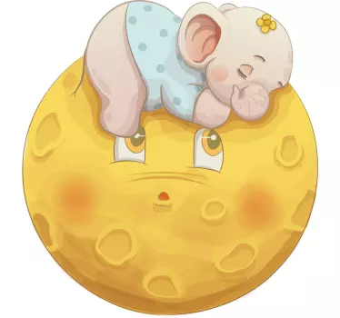 Nálepka pre deti spíaci slon na mesiaci - Tenstickers