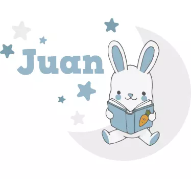 Nálepka pre deti zajačik číta knihu - Tenstickers