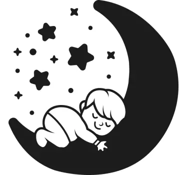 Nálepka pre deti spíaci dieťa na mesiaci - Tenstickers