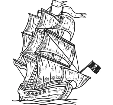 Pirátska loď navigujúca ilustrácia nástenné umenie - Tenstickers