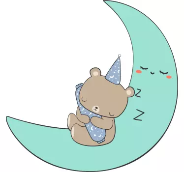 Nálepka pre deti spinkajúci medveď na mesiaci - Tenstickers
