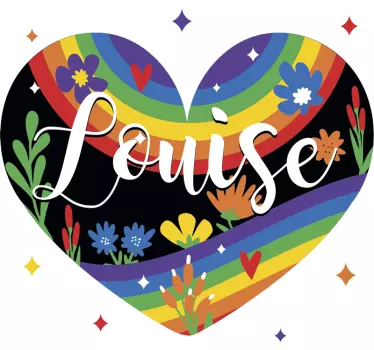 Dúhové srdce personalizovaná ilustrácia nástenné umenie - Tenstickers