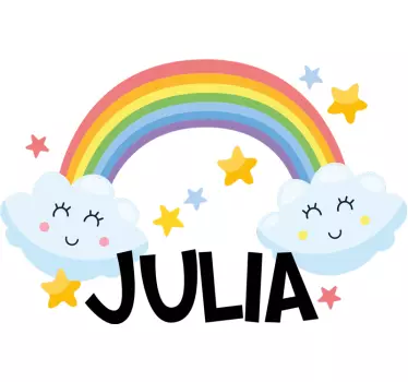 Dúha s hviezdami veľký oblak ilustrácie wall art - Tenstickers