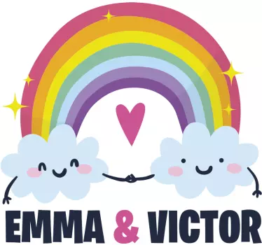 Dúha s prispôsobenými menami, ilustrácia na stenu, umenie - Tenstickers