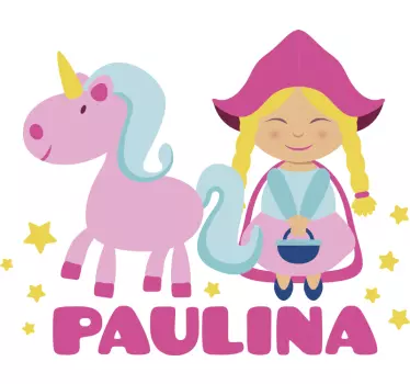 Nálepka pre deti roztomilý jednorožec spoločník - Tenstickers
