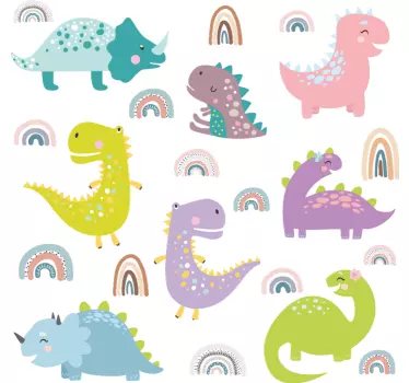 Nálepka pre deti s roztomilými dinosaurovými figúrkami - Tenstickers