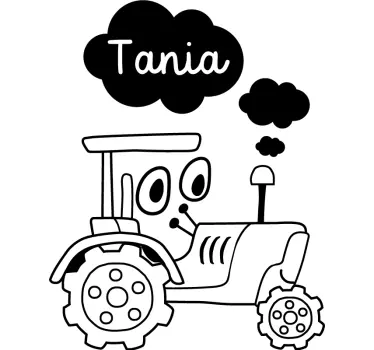 Traktor s očami a farebným menom na vlastnú nálepku - Tenstickers